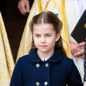 La princesse Charlotte de Cambridge lors du service d'action de grâce en hommage au prince Philip, duc d'Edimbourg, à l'abbaye de Westminster à Londres, Royaume Uni, le 29 mars 2022. Le prince Philip, duc d'Edimbourg, est décédé le 9 avril 2021.