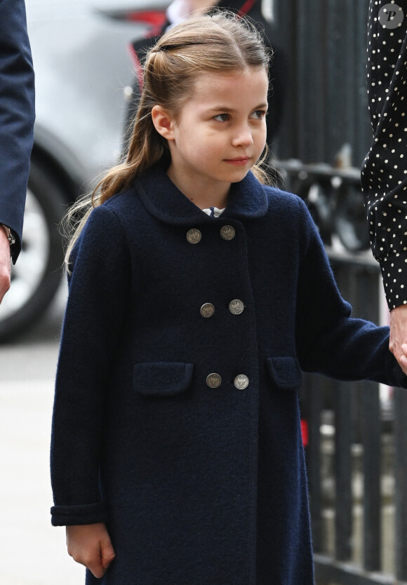 La princesse Charlotte de Cambridge - Service d'action de grâce en hommage au prince Philip, duc d'Edimbourg, à l'abbaye de Westminster à Londres, le 29 mars 2022. Le prince Philip, duc d'Edimbourg, est décédé le 9 avril 2021.
