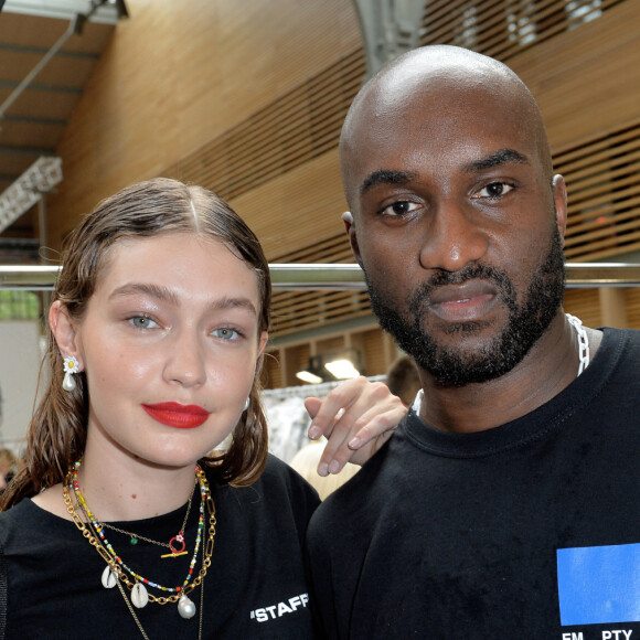 Gigi Hadid et Virgil Abloh - Backstage du défilé de mode Hommes printemps-été 2020 "Off White" à Paris. Le 19 juin 2019 © Veeren / Bestimage 