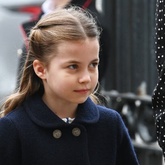 La princesse Charlotte de Cambridge - Service d'action de grâce en hommage au prince Philip, duc d'Edimbourg, à l'abbaye de Westminster à Londres, le 29 mars 2022. Le prince Philip, duc d'Edimbourg, est décédé le 9 avril 2021.