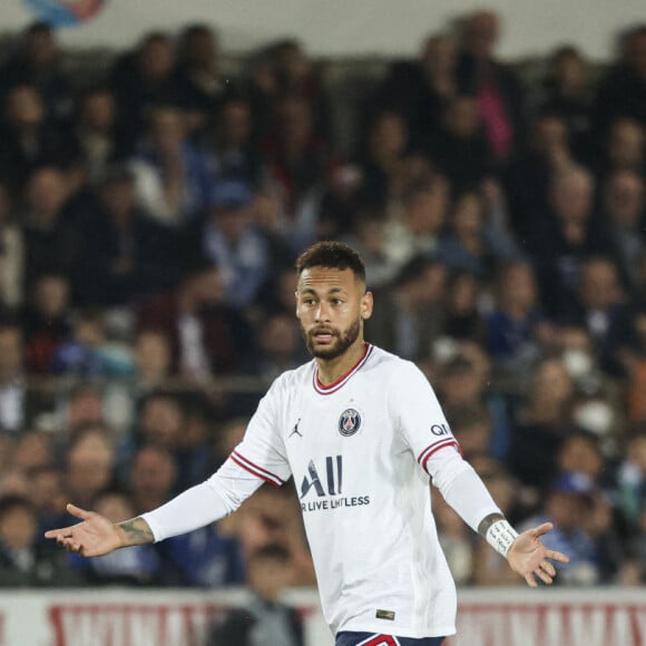 Neymar Junior - Match de Ligue 1 Uber Eats "Strasbourg - PSG (3-3)" au stade de la Meinau, le 29 avril 2022.