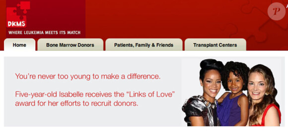 Rihanna avec Jasmina Anema sur le website DKMS qui récolte des fonds pour lutter contre la leucémie