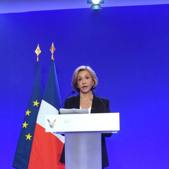 Valérie Pécresse (4,8 %) lors de la soirée électorale du 1er tour de l'élection présidentielle à la Maison de la Chimie à Paris le 10 avril 2022