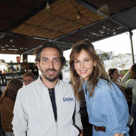 Exclusif - Guillaume Zarka (co-fondateur de "Drink Waters"), Ophélie Meunier - Soirée de lancement de la gamme de boissons "Drink Waters" au restaurant Créatures sur le rooftop des Galeries Lafayette à Paris le 9 mai 2022. © Clovis-Bellak/Bestimage  (No Web - pour suisse et Belgique)