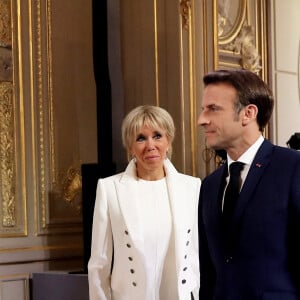 Emmanuel et Brigitte Macron - Cérémonie d'investiture du président de la République au Palais de l'Elysée à Paris le 7 mai 2022, suite à sa réélection le 24 avril dernier