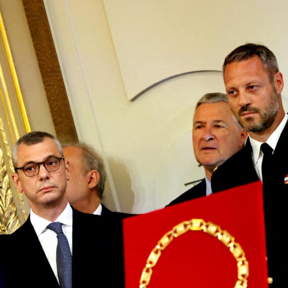 Le président de la république Emmanuel Macron et Alexis Kohler - Cérémonie d'investiture du président de la République au Palais de l'Elysée à Paris le 7 Mai 2022, suite à sa réélection le 24 avril dernier.