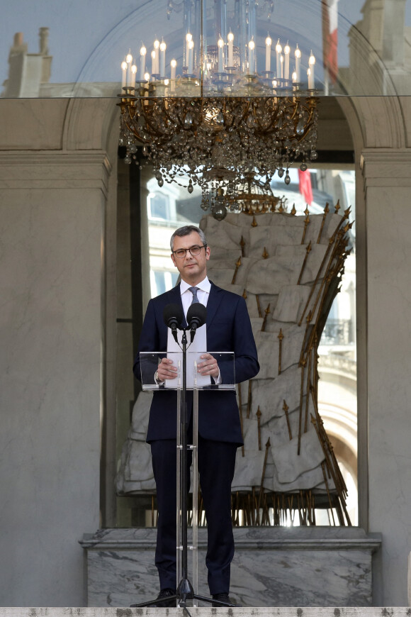 Remaniement ministériel, le secrétaire général de l'Elysée, Alexis Kohler annonce le nouveau gouvernement au Palais de l'Elysée à Paris, France, 6 juillet 2020
