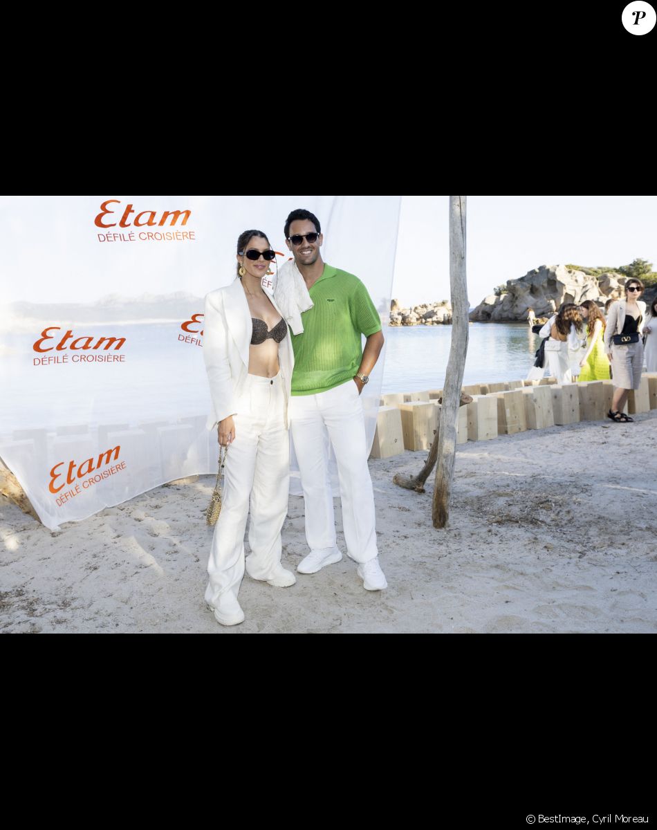 Iris Mittenaere et son compagnon Diego El Glaoui - Photocall lors du défilé Etam Croisière au Domaine de Murtoli, Corse © Cyril Moreau / Bestimage