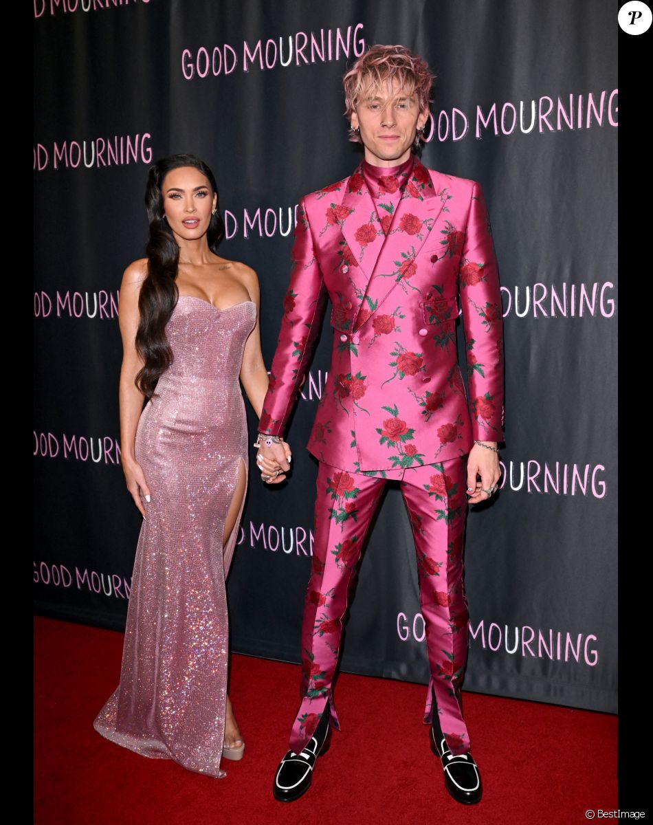 Megan Fox et Machine Gun Kelly. - Photocall du film "Good Mourning" à Los Angeles, le 12 mai 2022.