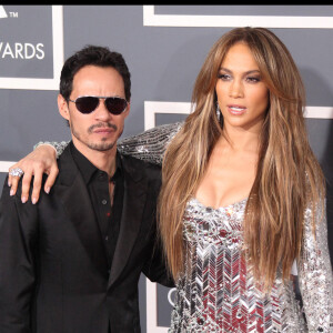 Marc Anthony et Jennifer Lopez lors de la 53e cérémonie des Grammy Awards, à Los Angeles.