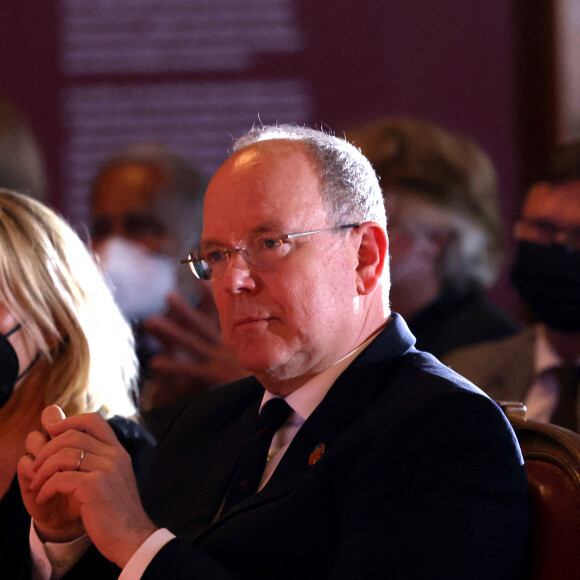 Exclusif - Le prince Albert II de Monaco lors de l'ouverture du colloque dédié à la mer du Nord au musée océanographique de Monaco le 11 mai 2022. © Claudia Albuquerque / Bestimage 