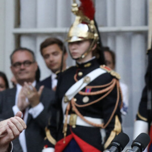 Passation de pouvoirs entre l'ancien Premier ministre français et la nouvelle Première ministre française, Elisabeth Borne à l Hôtel de Matignon à Paris, France, le 16 mai 2022