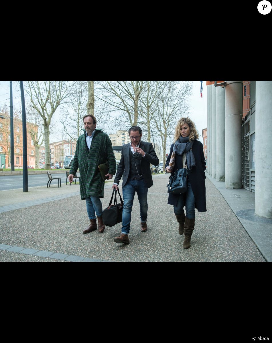 Les avocats de Cédric Jubillar, Alexandre Martin, Jean-Baptiste Alary et Emmanuelle Franck arrivant au tribunal de Toulouse le 11 février 2022
