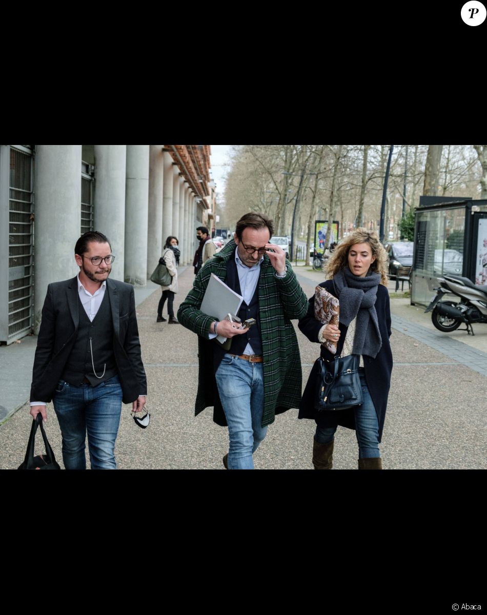 Les avocats de Cédric Jubillar, Alexandre Martin, Jean-Baptiste Alary et Emmanuelle Franck arrivant au tribunal de Toulouse le 11 février 2022