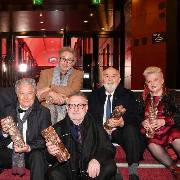 César d'anniversaire pour le Splendide - Marie Anne Chazel, Michel Blanc, Christian Clavier, Thierry Lhermitte, Gérard Jugnot, Josiane Balasko, Bruno Moynot lors de la pressroom (press room) remise des prix lors de la 46ème cérémonie des César à l'Olympia à Paris le 12 mars 2021 © David Niviere / Pool / Bestimage  Celebs during the pressroom Awards ceremony - The Cesar Film Awards 2021 Ceremony held at Olympial In Paris on March 12th, 2021 in Paris, France 