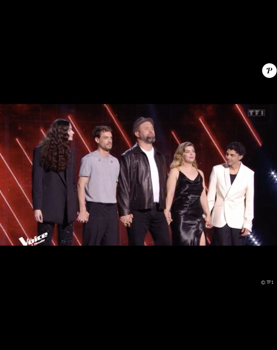 Les cinq finalistes de "The Voice", Nour, Vike, Mister Mat, Caroline Costa et Loris - TF1