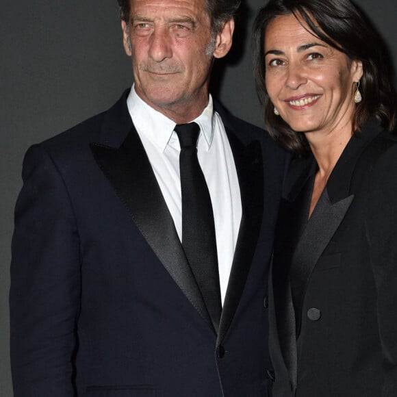 Vincent Lindon et sa compagne Cécile Duffau - Soirée "Women In Motion" au Château de la Castre lors du 75e Festival de Cannes. Le 22 mai 2022. © Olivier Borde / Bestimage