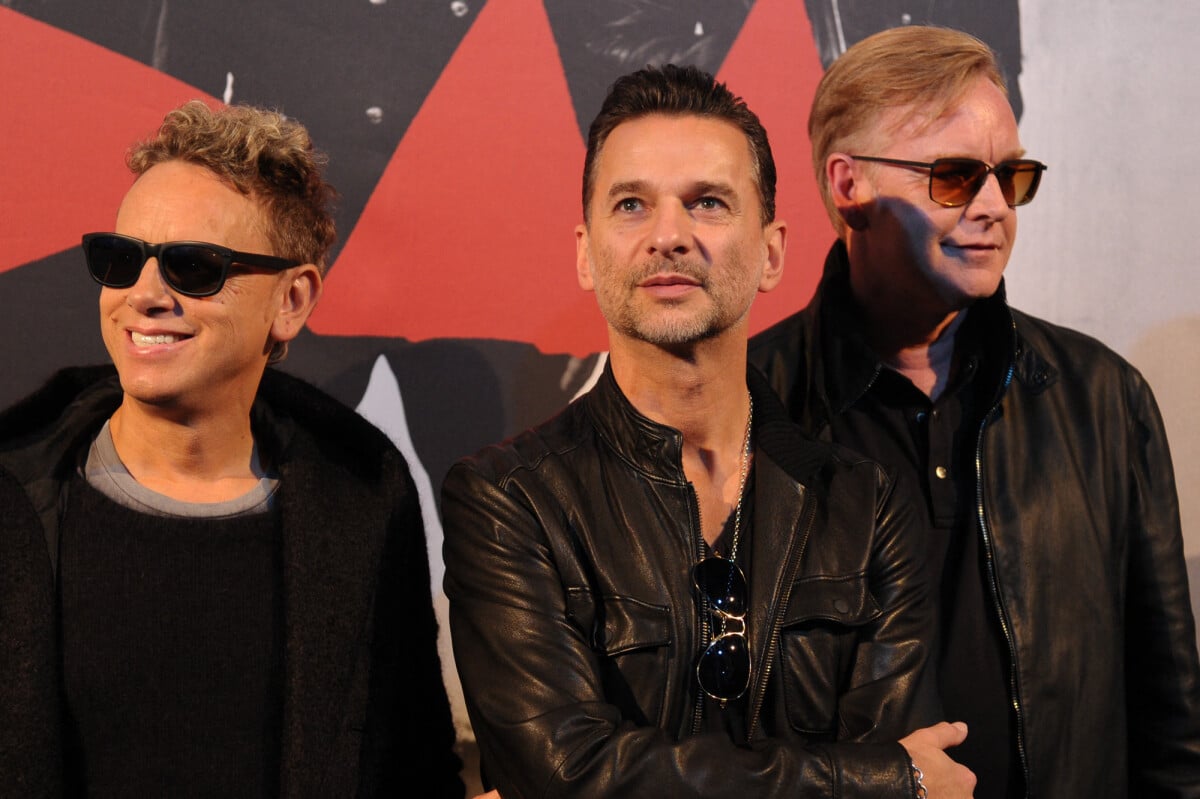 Photo : Depeche Mode (Dave Gahan, Martin Gore and Andy Fletcher) -  Conférence de presse à Paris, le 23 octobre 2012. @ Christophe  Guibbaud/ABACAPRESS.COM - Purepeople