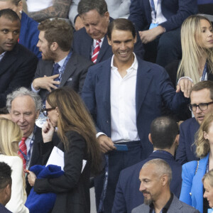 Rafael Nadal et sa femme Xisca Perello - Les célébrités assistent à la victoire du Real Madrid face à Liverpool (1-0) en finale de la Ligue des Champions au stade de France, le 28 mai 2022. © Cyril Moreau / Bestimage