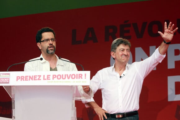 Jean-Luc Melenchon et Gabriel Amard en 2012 à Saint-Martin-d'Heres le 24 août 2012