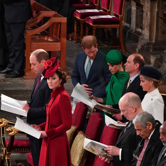 Le prince Edward, comte de Wessex, Sophie Rhys-Jones, comtesse de Wessex, Le prince William, duc de Cambridge, et Catherine (Kate) Middleton, duchesse de Cambridge, Le prince Harry, duc de Sussex, Meghan Markle, duchesse de Sussex - La famille royale d'Angleterre lors de la cérémonie du Commonwealth en l'abbaye de Westminster à Londres le 9 mars 2020. 