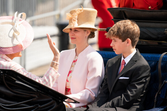 Louise Mountbatten-Windsor (Lady Louise Windsor), James Mountbatten-Windsor - Les membres de la famille royale lors de la parade militaire "Trooping the Colour" dans le cadre de la célébration du jubilé de platine (70 ans de règne) de la reine Elizabeth II à Londres, le 2 juin 2022. 