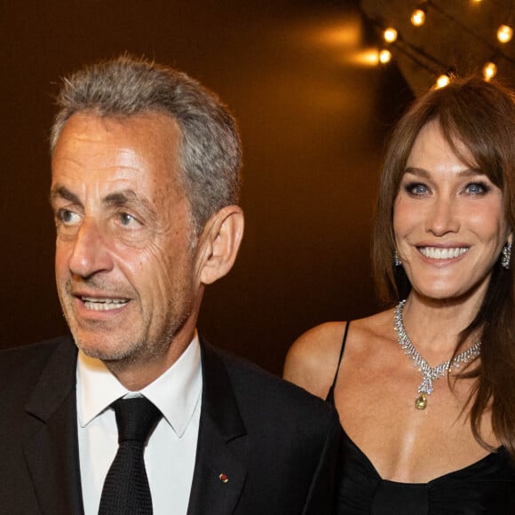 Carla Bruni et son mari Nicolas Sarkozy - Personnalités à la soirée "Women In Motion" par Kering au Château de la Castre lors du 75ème Festival International du Film de Cannes. Le 22 mai 2022 © Olivier Borde / Bestimage 