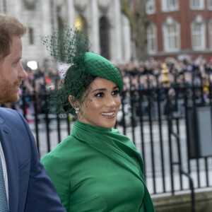 Le prince Harry, duc de Sussex, et Meghan Markle, duchesse de Sussex - La famille royale d'Angleterre lors de la cérémonie du Commonwealth en l'abbaye de Westminster à Londres, le 9 mars 2020. 