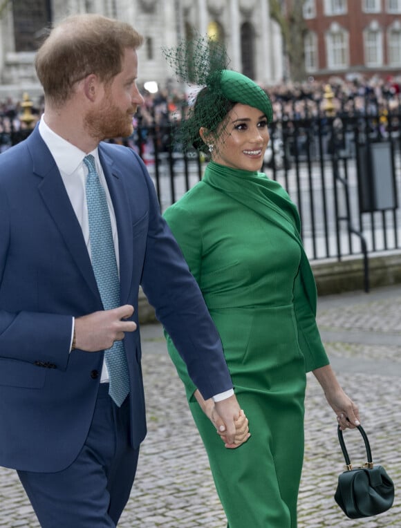 Le prince Harry, duc de Sussex, et Meghan Markle, duchesse de Sussex - La famille royale d'Angleterre lors de la cérémonie du Commonwealth en l'abbaye de Westminster à Londres, le 9 mars 2020. 