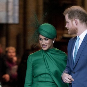 Le prince Harry, duc de Sussex, et Meghan Markle, duchesse de Sussex - La famille royale d'Angleterre lors de la cérémonie du Commonwealth en l'abbaye de Westminster à Londres, le 9 mars 2020. 