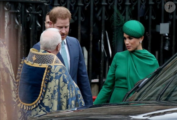 Le prince Harry, duc de Sussex, et Meghan Markle, duchesse de Sussex - La famille royale d'Angleterre à la sortie de la cérémonie du Commonwealth en l'abbaye de Westminster à Londres, le 9 mars 2020. 