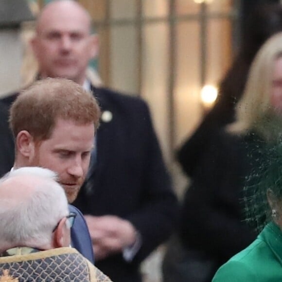 Le prince Harry, duc de Sussex, et Meghan Markle, duchesse de Sussex - La famille royale d'Angleterre à la sortie de la cérémonie du Commonwealth en l'abbaye de Westminster à Londres, le 9 mars 2020. 