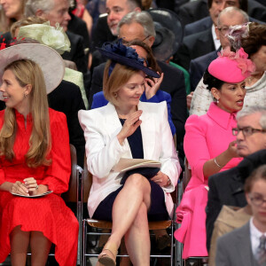 Le Premier ministre Boris Johnson, sa femme Carrie et Liz Truss, Secrétaire d'Etat aux Affaires étrangères - Les membres de la famille royale et les invités lors de la messe célébrée à la cathédrale Saint-Paul de Londres, dans le cadre du jubilé de platine (70 ans de règne) de la reine Elisabeth II d'Angleterre. Londres, le 3 juin 2022. 