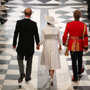 Le prince Harry, duc de Sussex, et Meghan Markle, duchesse de Sussex - Les membres de la famille royale et les invités lors de la messe célébrée à la cathédrale Saint-Paul de Londres, dans le cadre du jubilé de platine (70 ans de règne) de la reine Elisabeth II d'Angleterre. Londres, le 3 juin 2022. 