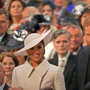 Le prince Harry, duc de Sussex et Meghan Markle, duchesse de Sussex - Les membres de la famille royale et les invités lors de la messe célébrée à la cathédrale Saint-Paul de Londres, dans le cadre du jubilé de platine (70 ans de règne) de la reine Elisabeth II d'Angleterre. Londres, le 3 juin 2022. 