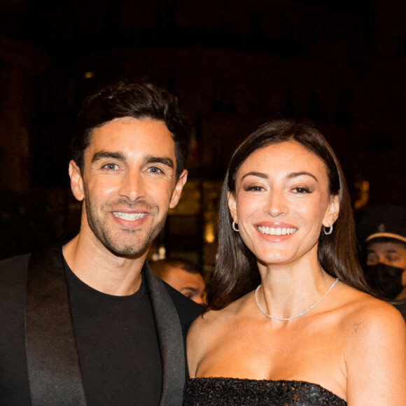 Exclusif - Rachel Legrain-Trapani (Miss France 2007) et son compagnon Valentin Léonard - Arrivées lors de la 10ème édition du "Global Gift Gala 2021" à l'hôtel Four Seasons Hotel George V à Paris le 30 octobre 2021. © Tiziano da Silva/Bestimage