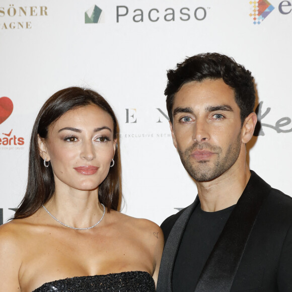 Rachel Legrain-Trapani (Miss France 2007) et son compagnon Valentin Léonard - Photocall de la 10ème édition du "Global Gift Gala 2021" à l'hôtel Four Seasons Hotel George V à Paris le 30 octobre 2021. © Marc Ausset Lacroix/Bestimage