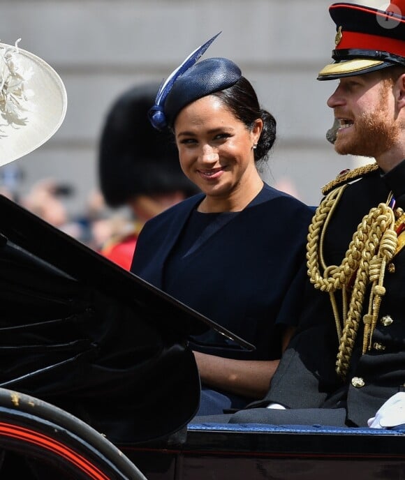 Le prince Harry, duc de Sussex, et Meghan Markle, duchesse de Sussex - La parade Trooping the Colour 2019, célébrant le 93ème anniversaire de la reine Elisabeth II, au palais de Buckingham, londres, le 8 juin 2019. $