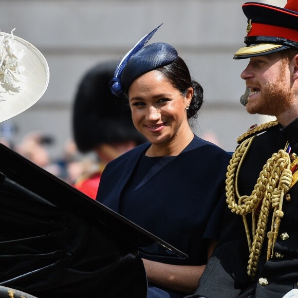 Le prince Harry, duc de Sussex, et Meghan Markle, duchesse de Sussex - La parade Trooping the Colour 2019, célébrant le 93ème anniversaire de la reine Elisabeth II, au palais de Buckingham, londres, le 8 juin 2019. $