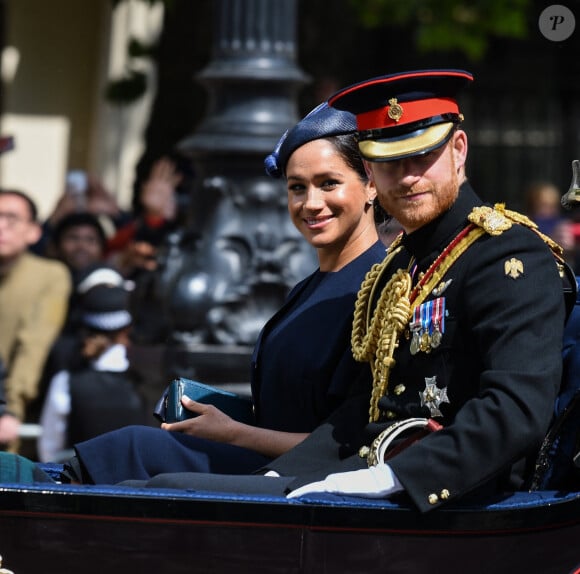 Le prince Harry, duc de Sussex, et Meghan Markle, duchesse de Sussex - La parade Trooping the Colour 2019, célébrant le 93ème anniversaire de la reine Elisabeth II, au palais de Buckingham, londres, le 8 juin 2019. 