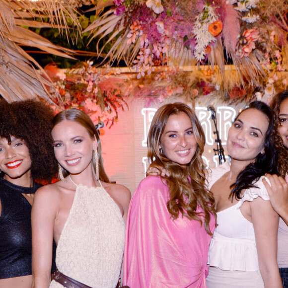 Exclusif - Camille Cerf (miss France 2015), Alicia Aylies (miss France 2017), Amandine Petit (miss France 2021), Malika Ménard (miss France 2010), Valérie Bègue (miss France 2008), Flora Coquerel (miss France 2014), Marine Lorphelin (miss France 2013) lors de l'anniversaire de Malika Ménard (miss France 2010) qui fête ses 34 ans au club Barbanegra à Paris le 20 juillet 2021. A noter, les invités de la soirée ne portent pas de masque. © Rachid Bellak / Bestimage