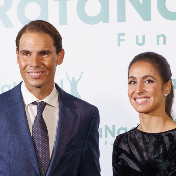 Rafael Nadal et sa femme Xisca Perello - Photocall de la cérémonie du 10ème anniversaire de la fondation Rafael Nadal à Madrid le 18 novembre 2021. 