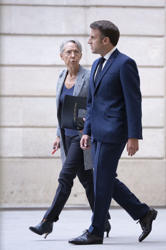 Emmanuel Macron, Elisabeth Borne - Premier conseil des ministres au palais de l'Elysée à Paris le 23 mai 2022. © Eliot Blondet/Pool/Bestimage 