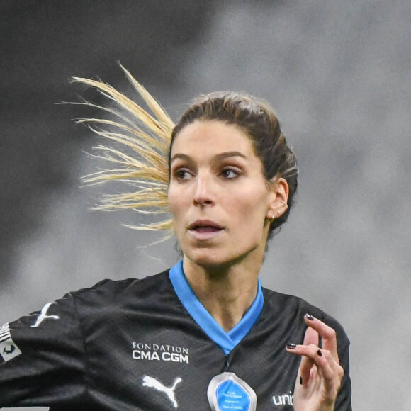 Laury Thilleman (Miss France 2011) - Match des héros entre l'équipe OM Legends et l'équipe UNICEF au stade Orange Velodrome à Marseille le 13 octobre 2021. Soutenu par la Fondation D. Drogba, Orange et l'Olympique de Marseille, l'Unicef a organisé cette rencontre afin de financer un projet d'accès à l'éducation en Côte d'Ivoire. La Team OM de légende s'impose 7-4 au stade Vélodrome face à la Team Unicef. © Jean-René Santini/Bestimage 