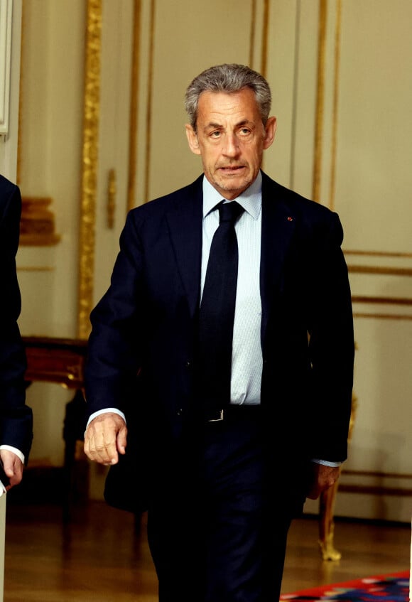 Nicolas Sarkozy - Cérémonie d'investiture du président de la République, Emmanuel Macron au Palais de l'Elysée à Paris le 7 Mai 2022, suite à sa réélection le 24 avril dernier. © Dominique Jacovides/Bestimage 