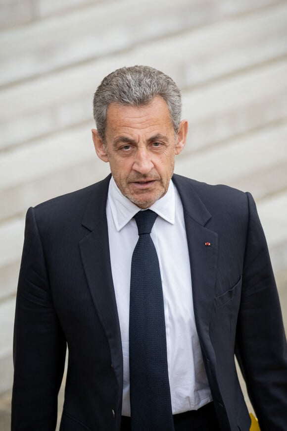 Nicolas Sarkozy - Le président de la République française E.Macron reçoit ses prédécesseurs pour évoquer la guerre en Ukraine au palais de l'Elysée, le 25 février 2022. © Aurélien Morissard / Panoramic / Bestimage 