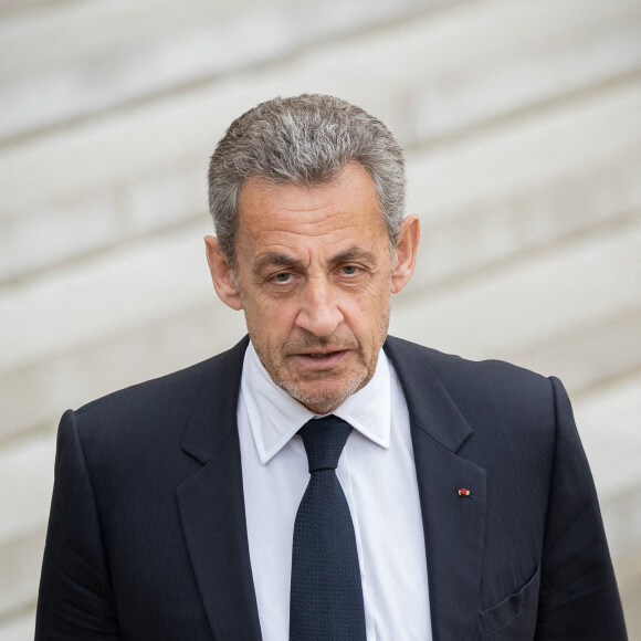 Nicolas Sarkozy - Le président de la République française E.Macron reçoit ses prédécesseurs pour évoquer la guerre en Ukraine au palais de l'Elysée, le 25 février 2022. © Aurélien Morissard / Panoramic / Bestimage 