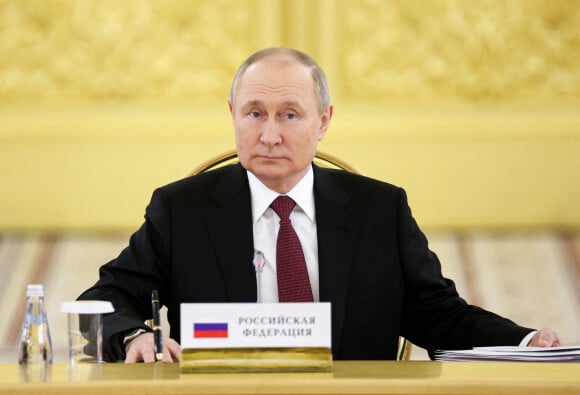 Le président russe Vladimir Poutine - Le président russe V.Poutine reçoit les représentants de l'OTSC lors d'un sommet au Kremlin à Moscou, le 16 mai 2022. L'organisation du traité de sécurité collective (OTSC), qui regroupe l'Arménie, la Biélorussie, le Kazakhstan, le Kirghizistan, la Russie et le Tadjikistan, fête cette année son 20 ème anniversaire. 