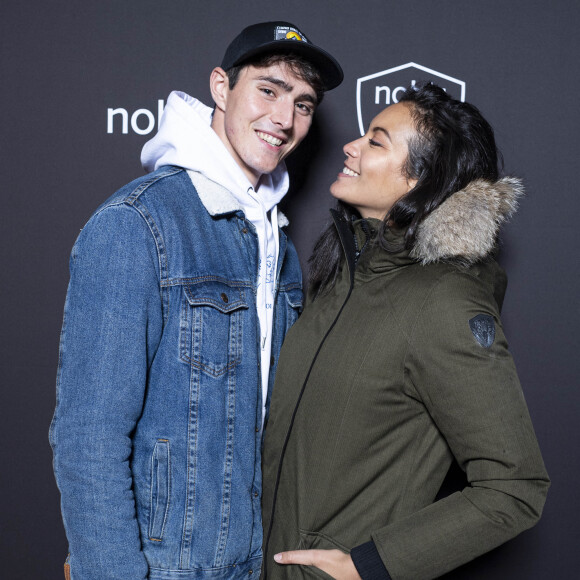 Exclusif - Vaimalama Chaves (Miss France 2019) et son compagnon Nicolas Fleury - Nobis fête ses 15 ans en inaugurant sa nouvelle boutique dans le 2ème arrondissement de Paris, France, le 25 novembre 2021. © Pierre Perusseau/Bestimage$ 