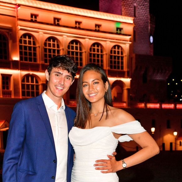 Exclusif - Vaimalama Chaves (Miss France 2019), et son compagnon, Nicolas Fleury - Le Grand Dîner s'est installé à Monaco pendant le 78ème Grand Prix de Formule 1 au Castel Roc, l'établissement situé en face du palais princier, le 22 mai 2021.  © Bruno Bebert/Bestimage 